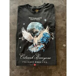 Hustle Daily Hastamuerta XL Outwork Everyone Dove Graphic Black T-Shirt Menswear